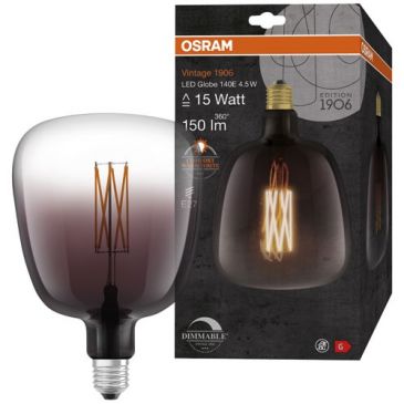 1906 globe 140mm clair fil var smoke 4.5w e27 chaud