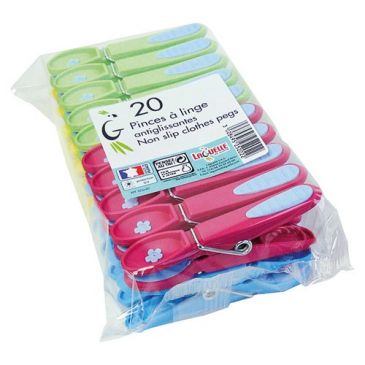 Pince à linge x 20 antiglissantes extra fortes 