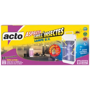 Grill insectes à aspirateur et lampe UV 50 m²