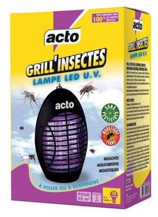 Lampe LED UV - Grill’Insectes - piège attractif et permanent - 30 m² - noir