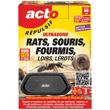 Acto répulsif ultrasons rats souris fourmis loirs lérots