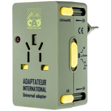 Adaptateur de prise universel kaki et jaune
