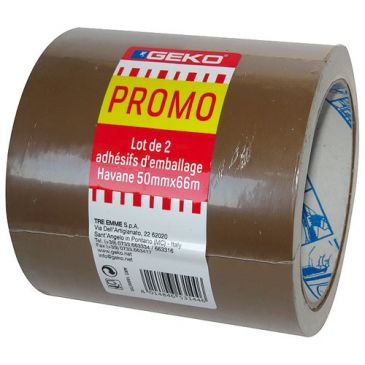 Adhésif emballage havane 50 mm x 66 m lot de 2