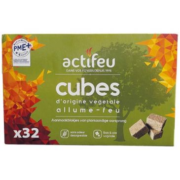 Allume feu bois & cire végétale 32 cubes