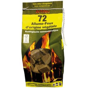 Allume-feu - écologique individuel - bois compressé - lot de 72