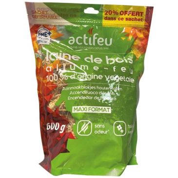 Allume-feu - laine de bois écologique - 500 g + 20 % gratuit