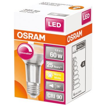 Ampoule led spot R63 variateur 59W60 E27 chaud