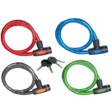 Câble antivol - articulé - à clé - 1 m x 18 mm - 4 clés - coloris assortis
