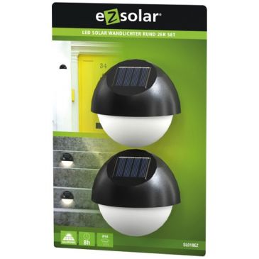 Applique murale -solaire - détecteur de pénombre - IP44 - lot de 2 - noir 