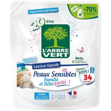 Arbre vert recharge lessive px sens famille bebe 1.53l