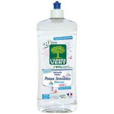 Arbre vert vaisselle mains peaux sensibles biberons 750ml