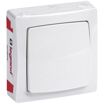 Poussoir - simple - complet - en saillie - blanc