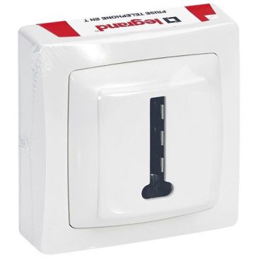 Prise - téléphone - 8 contacts en T - complet - en saillie - blanc 