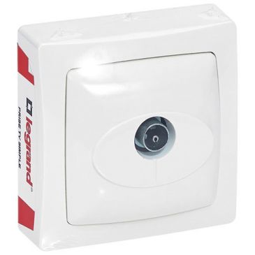 Prise - TV  simple - complet - en saillie - blanc 