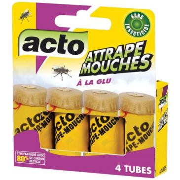 Attrape mouches - bande spirale engluée - lot de 4
