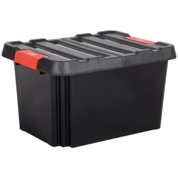 Bac de rangement Stock'R 85l noir + couvercle65x49.5x38.5 cm