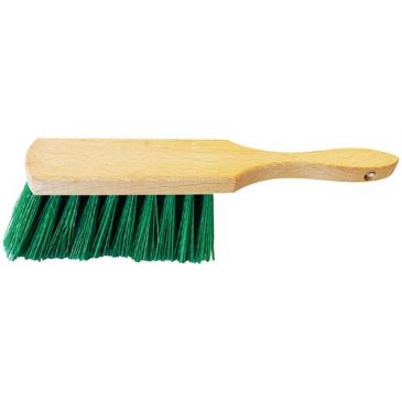 Balayette fibres mi-dures vertes manche bois court