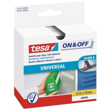 Bande ON&OFF auto agrippante velcro blanc 2,5mx20mm