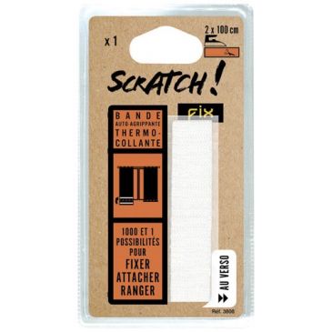 Bande thermocollante velcro blanche 1mx20mm