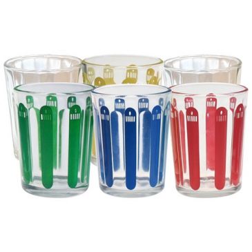 Verre d'illumination couleurs assortis x 6
