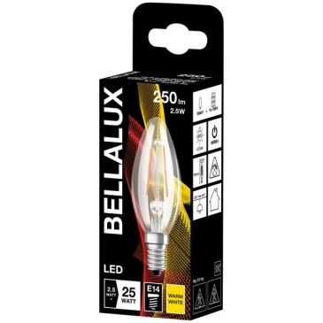 Bellalux led clair flamme e14 2.5w chaud 250lm