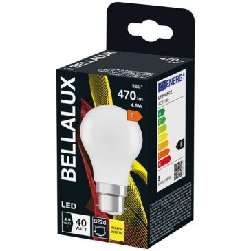 Bellalux led dépoli standard b22 4.9w chaud 470lm