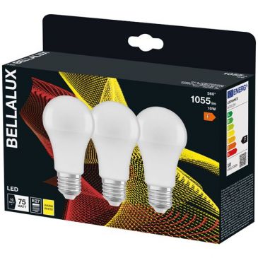 Bellalux led radiat.dépoli std e27 10w chaud 1055lm bte x3
