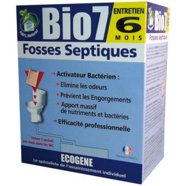 Activateur bactérien biologique de fosse septique Bio7 entretien 6 mois 