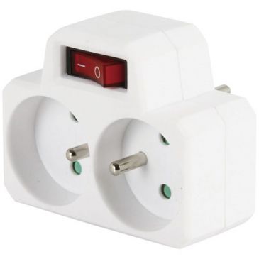 Biplite 16A avec interrupteur  2P+T - blanc