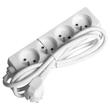 Bloc multiprises- 4x2P+T - 1.5m - blanc