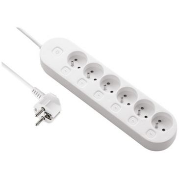 Bloc multiprises 6 prises 2P+T - avec interrupteur déporté  - L : 1.5 m - b