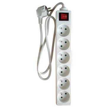 Bloc 6 prises 2p+t 16a +inter blanc