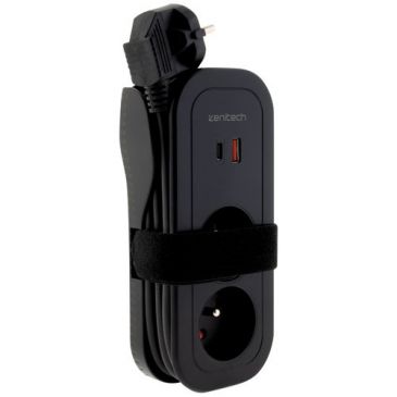 Bloc nomade 2x16a USB A + C 34a 3g1 1.6m noir