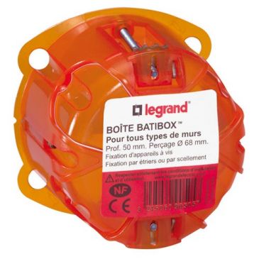 Boîte à encastrer - multimatériaux - Batibox - 1 poste - P: 50 mm - D.67 mm