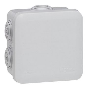 Boîte dérivation 80x80x45 Plexo gris 7 embouts vrac