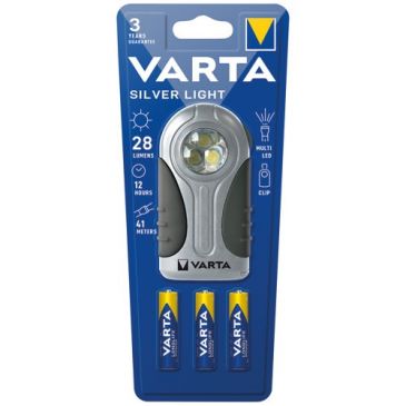Boitier plat - Led - Silver Light - 3 piles LR03 - gris