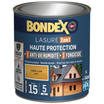 Bondex lasure 2en1 ind 15 / 5 ans 1 L chêne clair