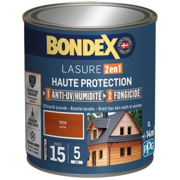 Bondex lasure 2en1 ind 15 / 5 ans 1 L teck
