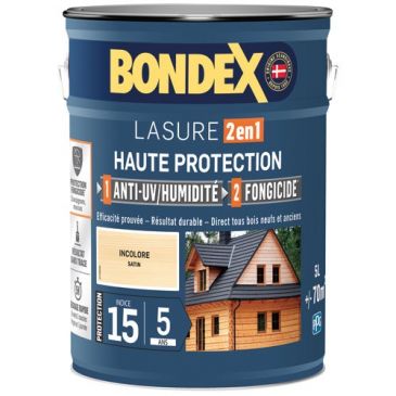 Lasure 2-en-1 indice 15 / 5 ans 5 L incolore