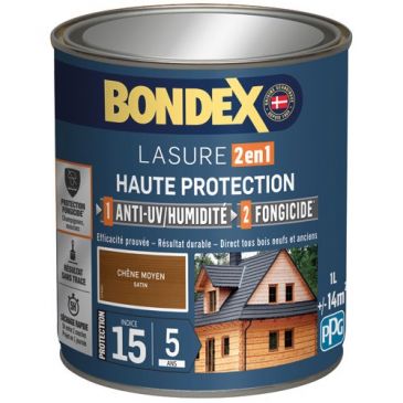 Bondex lasure 2en1 ind 15 / 5ans 1 L chêne moyen 
