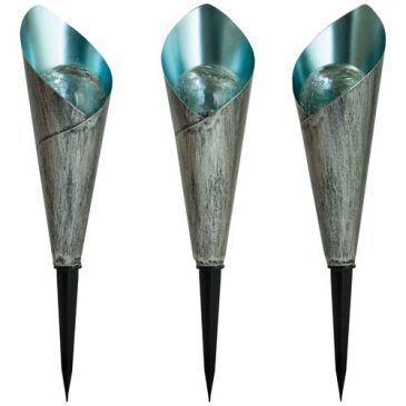 Borne solaire design finition métal craquelé et verre x3