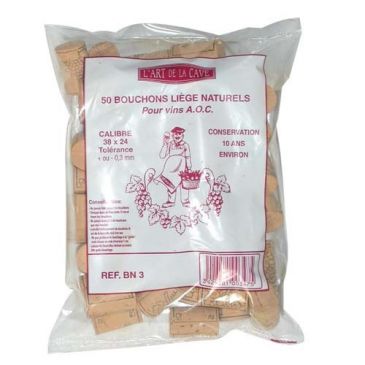 Bouchon cylin.38x24 natur.sac50