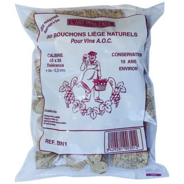 Bouchon cylin.44x24 natur.sac50