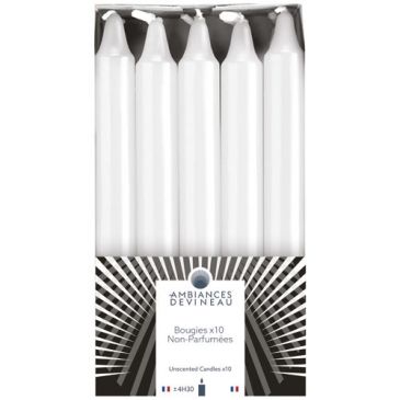 Bougie droite blanche h16cm  Ø1.9 cm  x 10