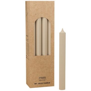 Bougie droite taupe diamètre 22 mmHauteur 200 mm