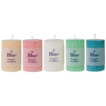 Bougie petit cylindre couleur boreale assortie