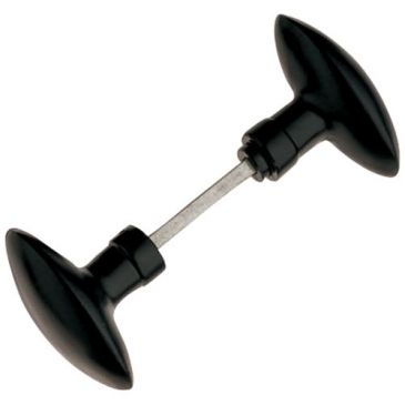 Bouton double de porte extérieur - Olives - carré de 6 mm - noir 