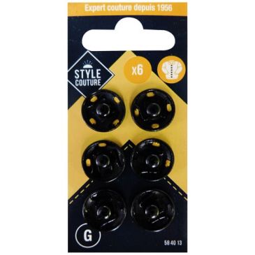 Bouton pression noir 15mm x6