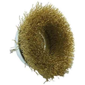 Brosse coupe 75mm laiton sur tige t6 blister