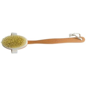 Brosse de bain 2-en-1 en bois avec manche détachable 42cm 